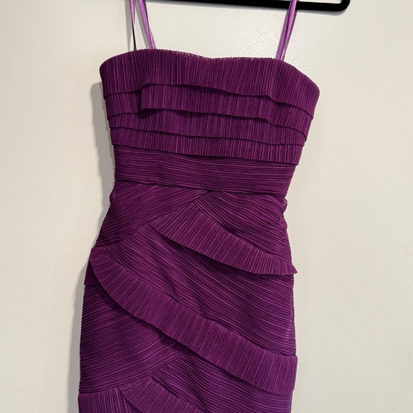 BCBGMAXAZRIA Purple Pleated Bodycon Dress – - Picture 4 of 8